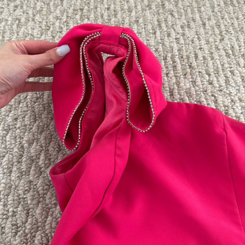 Vici Pink Bow One Shoulder Event Dress - Picture 3 of 6